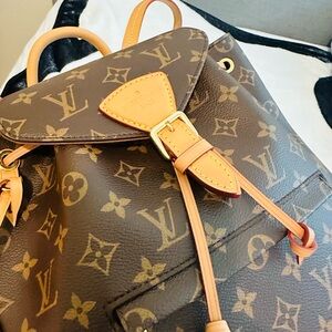 Louis Vuitton Montsouris PM Backpack Brown Monogram With LV Logo Charm M45501